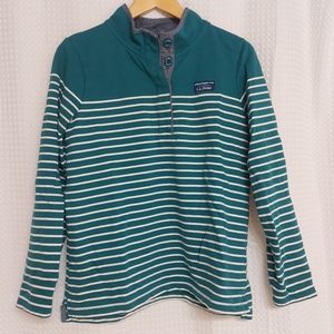 L.L Bean Teal and White striped Rugby Shirt